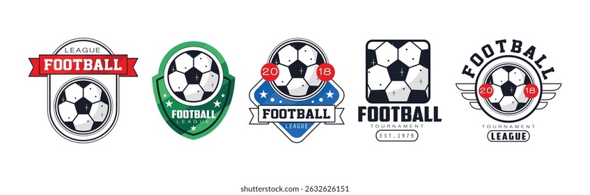 Football League Badge and Logo Design Vector Set