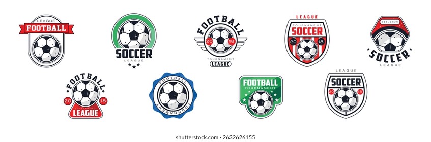 Football League Badge and Logo Design Vector Set