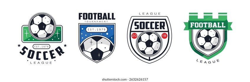 Football League Badge and Logo Design Vector Set