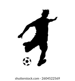 Football league banner design with soccer ball. Soccer or football player hitting ball. Soccer Banner Template design Vector.