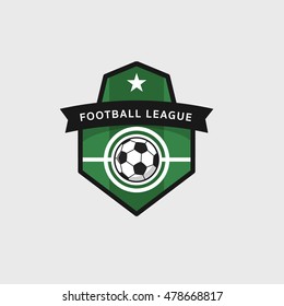 Football league logo, labels, emblems and design elements for sport team. Vector illustration.