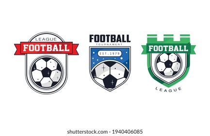 Football League Logo Templates Set, Sports Team Identity, Soccer Championship, Tournament Badges, Emblems Design Vector Illustration