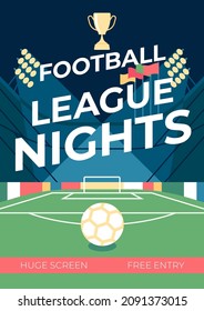 Football league poster template. Soccer game flyer