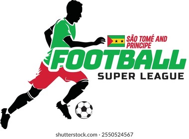 São Tomé and Príncipe football league, Soccer ball, Football logo, Footballer Kick the Ball isolated on white background, Vector Illustration