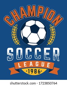 football league. soccer championship. boys vector graphic tees vector illustration design