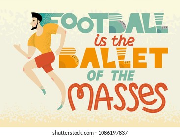 Football lettering. Hand drawn vector illustration