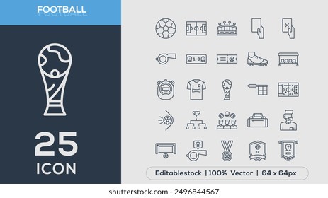 FOOTBALL line icons collection Vector illustrator