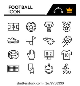 Football line icons set. Editable Stroke