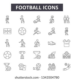 Football line icons for web and mobile design. Editable stroke signs. Football  outline concept illustrations