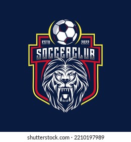 Football lion team logo design vector 