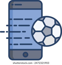 football live in cell phone linear color vector illustration