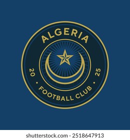 Fußball-Logo, Badge, Emblem und vieles mehr. Algeria Team Football Club Vintage Tee Print, Sportbekleidung Design Hemd Grafikdruck.