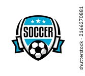 football logo badge with a soccer ball illustration. sport team logo vector template.