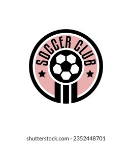 football logo badge with a soccer ball illustration. sport team logo vector template.