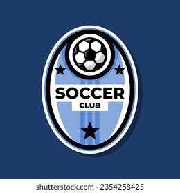 football logo badge with a soccer ball illustration. sport team logo vector template.