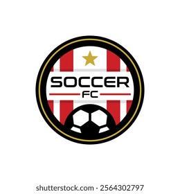 football logo badge with a soccer ball illustration. sport team logo vector template.