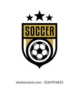 football logo badge with a soccer ball illustration. sport team logo vector template.