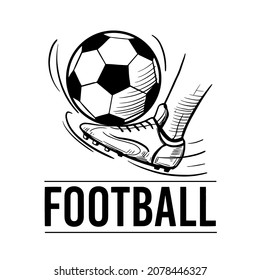Football logo. boot kicks the ball. Vector illustration