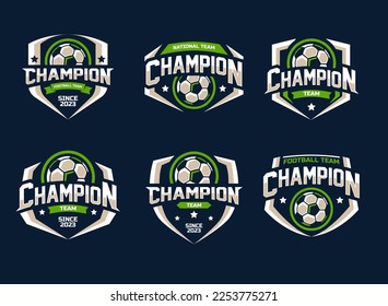 Football logo collection vector or soccer club sign badge. football logo with shield background vector design