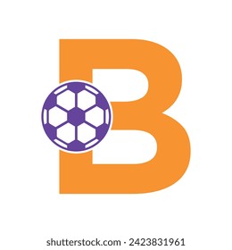 Football Logo combine with letter B vector template