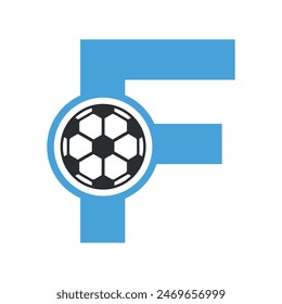 Football Logo combine with letter F vector template