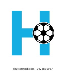 Football Logo combine with letter H vector template