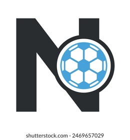 Football Logo combine with letter N vector template