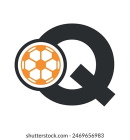 Football Logo combine with letter Q vector template