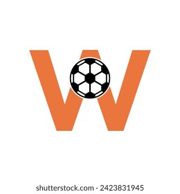 Football Logo combine with letter W vector template