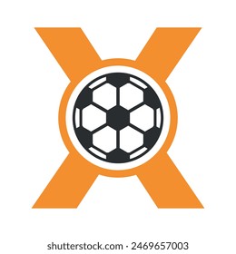 Logotipo de fútbol combinado con la letra X Plantilla de Vector