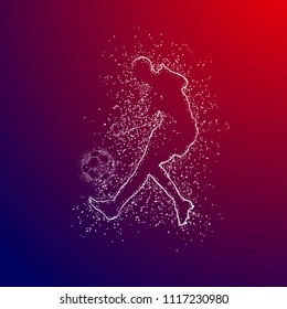 Football logo with creative design with red and blue background 