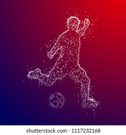 Football logo with creative design with red and blue background 