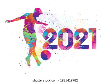 Football logo design. 2021. Colorful sport background. Vector illustration.