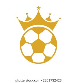 Concepto De Diseño De Logotipos De Fútbol Con Icono De La Corona. Símbolo de ganador de fútbol