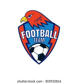 Football logo design with hawk, soccer team, vector illustration