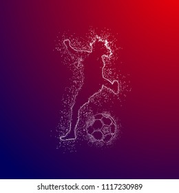 Football logo design with red and blue background vector 