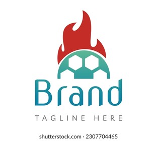 Football logo design. Sport logo with football and flame. Usable for Branding and Business Logos.
