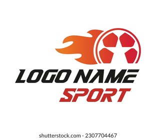 Football logo design. Sport logo with football and flame. Usable for Branding and Business Logos.

