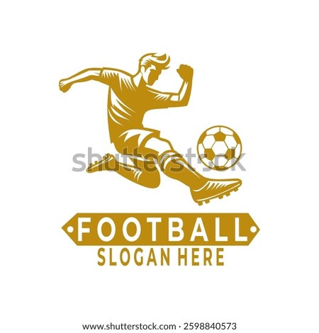 Football logo design vector template. Player soccer football logo design icon