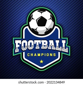 Football logo in flat style. Soccer ball. Sport games. Emblem, badge. Vector illustration.