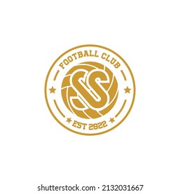 Football logo in flat style Soccer ball Sport games Emblem badge Vector illustration