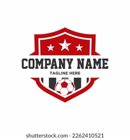 	
Football logo in flat style. Soccer ball. Sport games. Emblem, badge. Vector illustration, isolated on white background.