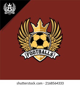 football logo with golden shades. for team futsal or soccer emblem