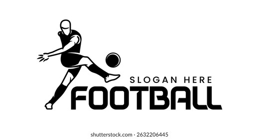 Football logo illustration line art. Blank bacground, football icon 