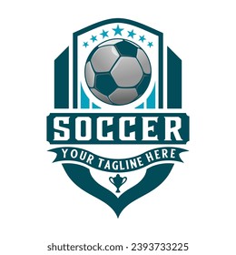 football logo, kick ball, emblem, soccer sport design