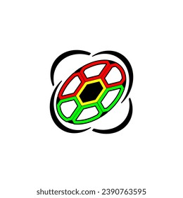 Football logo. Kicked ball logo, perfect for games, soccer, fotsal, futsal, etc.
