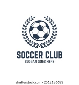 Football logo with laurel element. Soccer Logo or football club sign Badge. Sport logo template