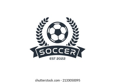 football logo with laurel and tape element. modern design. sport logo template