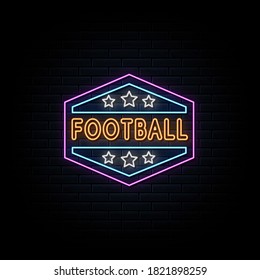 Football logo, neon sign banner design