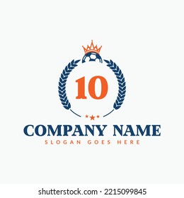 Football Logo On Letter 10 Template. Sports Icon On 10 Letter, Initial Football, Sports Sign Concept